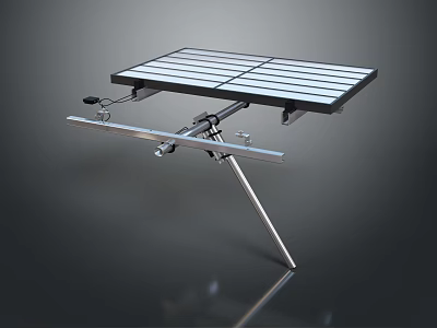 Sturdy Metal Stand With Striped Flat Panel And Adjustable Bracket Design 3d model