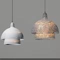 Modern Pendant Lights With White Ceramic Dome And Textured Pattern Design 3d model