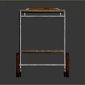 Two Tiered Wooden Cart With Metal Frame And Brown Rolling Wheels Design