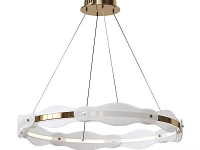 Elegant Modern Gold Metal Chandelier With White Acrylic Ring Design And Sleek Lines 3d model