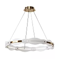 Elegant Modern Gold Metal Chandelier With White Acrylic Ring Design And Sleek Lines