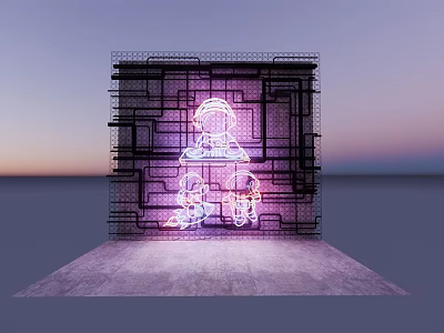 Modern Decorative Light Creative Spaceman Neon Light 3d model