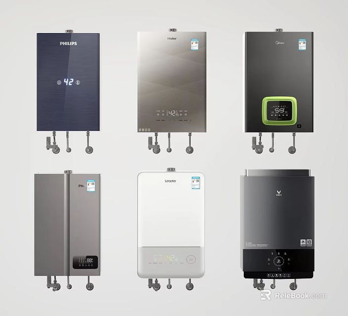 Contemporary Home Water Heaters With Sleek Designs Digital Controls And Diverse Colors 3d model 