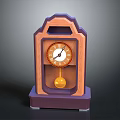 Vintage Mantle Clock With Wooden Frame Purple Base And Golden Pendulum