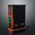 Vintage Industrial Electronic Equipment With Black Green Casing Red Orange Buttons And Rustic Details