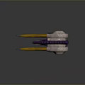 Futuristic Game Movie Character With Purple Fan Shaped Design Yellow Accents And White Mechanical Structure