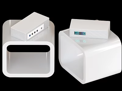 White Cube Design Digital USB Hub With Display Screen And Stacked Structure For Phone Accessories 3d model
