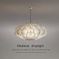Vintage Medieval Droplight With Ornate White Shade And Intricate Decorative Design