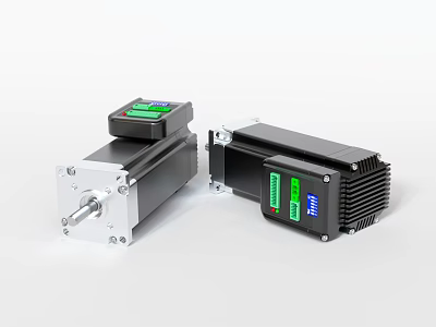 Industrial Servo Motors With Integrated Control Panel Digital Display Screen And Black Silver Housing 3d model