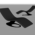 Two Modern Black Chaise Lounges With Sleek Design And Circular Base 3d model