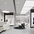 Modern Fashion Store Interior With Mannequins Reception Desk And Display Lighting