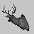 Realistic Deer Head Taxidermy Mount Isolated on Gray Background for Home Decoration