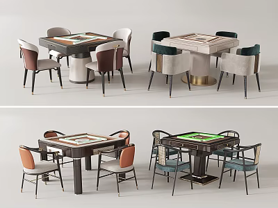 Modern Multifunctional Entertainment Table With Game Tabletop And Various Style Chairs For Home Leisure 3d model