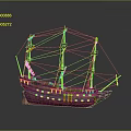 Vintage Wooden Sailing Ship Model With Multiple Masts And Detailed Rigging