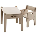 Light Wood Kids Table with Drawer and Matching Chair Simple Wooden Design