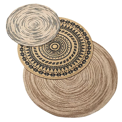 Round Rugs With Intricate Geometric Patterns And Textured Neutral Tones 3d model