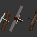 Various Metal Hardware Tools With Wooden Handles And Different Hook Shapes On Dark Background