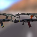 Various Military Rifles With Different Designs And Wooden Stocks On