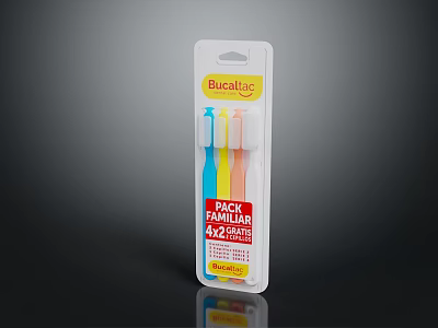 Bucalluc 3 Pack Toothbrushes 2 Plus 1 Free Offer With Different Colors In White Packaging 3d model