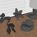 Modern Unique Design Accent Chairs With Gray Upholstered Curved Shapes In Interior Space