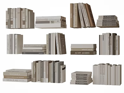 Stacked Books And Magazines In Various Neutral Tones With Hardcover And Softcover Editions 3d model