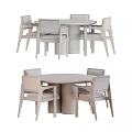 Modern Round Dining Table Set With Four Green Upholstered Chairs Dark Wooden Frame 3d model