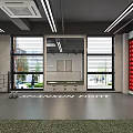 Modern Fitness Gym Interior With Workout Equipment Dumbbells And Training Area