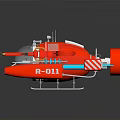 Advanced Red Water Vehicle with Transparent Cockpit Mechanical Arm and F001 Model