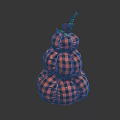 Plaid Pattern Three Tiered Pumpkin Stuffed Doll With Green Vine Top Decoration 3d model