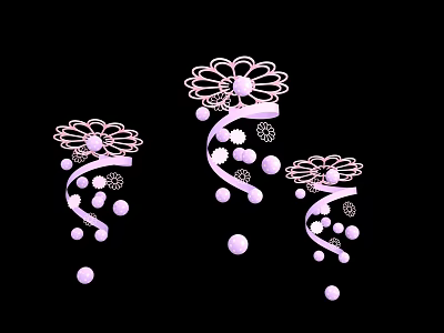 Elegant Purple Decorative Ornaments With Floral Spiral Designs And Circular Dots 3d model