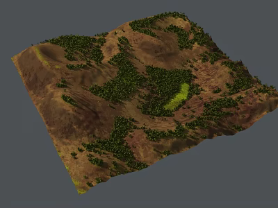 Scenic Mountainous Landscape With Rolling Hills Brown Earth And Lush Green Vegetation 3d model