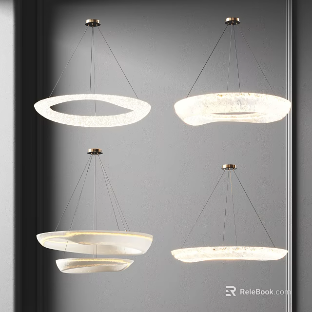 Modern Pendant Lights With Unique Circular And Wave Shaped Design For Interior Decoration 3d model 