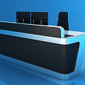 Modern Industrial Equipment Control Console With Dual Monitors Office Chair And Workstation Drawers