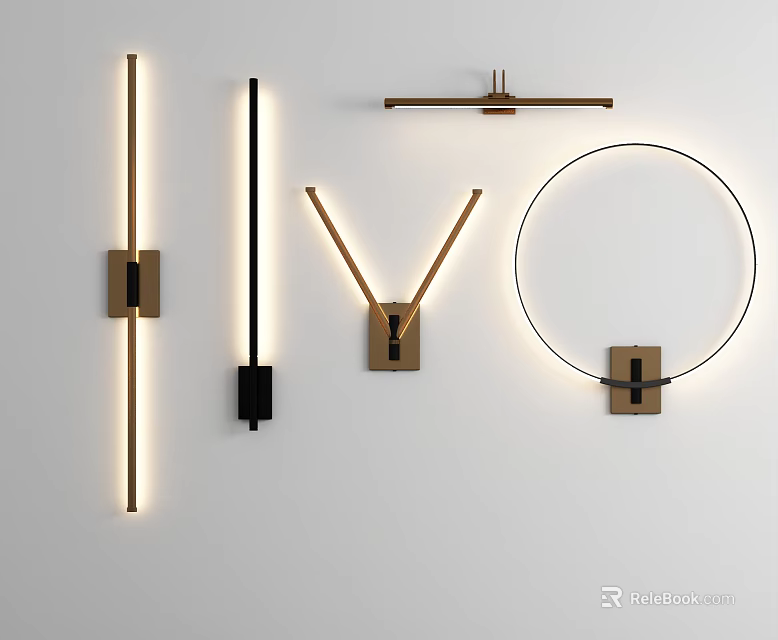 Modern Wall Sconces With Contemporary Geometric Designs And Metal Frames For Interior Lighting 3d model