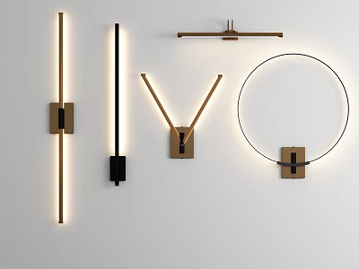 Modern Wall Sconces With Contemporary Geometric Designs And Metal Frames For Interior Lighting 3d model