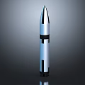Modern Silver Missile With Black Stripes And Cross Mark Vertical Design 3d model