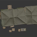 Military Field Tent Setup With Wooden Crates And Supplies Under Shelter