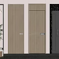 Modern Home Interior Design With Sleek Wooden And Gray Hinged Doors Frames 3d model