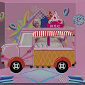 Pink Display Space With Ice Cream Truck Donuts And Ice Cream Cone Decorations
