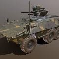 Functional Military Armored Vehicle With Camouflage Paint Six Wheels And Top Mounted Weapon System