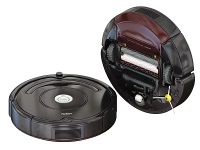 Robotic Vacuum Cleaner With Compact Design And Internal Components 3d model