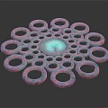 Colorful Iridescent Decorative Ring Ornament Set With Concentric Circular Arrangement And Shiny Design