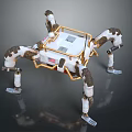 Mechanical Spider Robot With Multiple Legs White Body And Golden Frame Structure 3d model