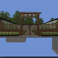 School Building Farm Area Entrance With Wooden Pergola And Trees