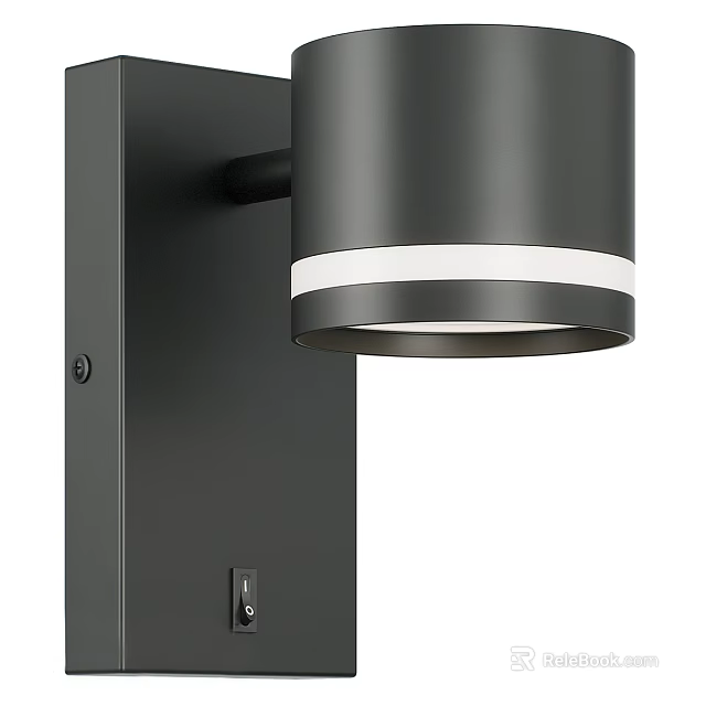 Modern Black Wall Lamp Featuring White Stripe And Wall Mounted Design 3d model