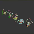 Colorful Computer Accessories With Multiple Cables And Various Design Elements 3d model