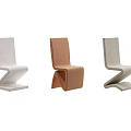 Three Modern Single Chairs With Curved Structure In Neutral Tones Design Style 3d model