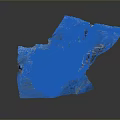 Detailed 3D Mountainous Landscape Model With Textured Terrain And Water Features