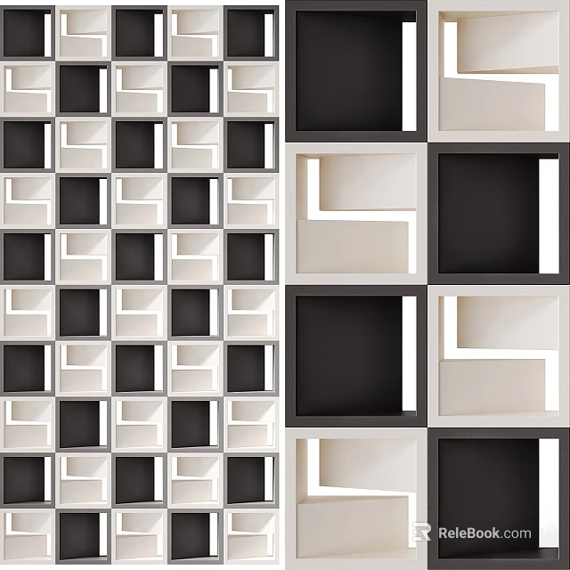 Black And White Square Grid Wall Decor As Architectural Building Component 3d model 
