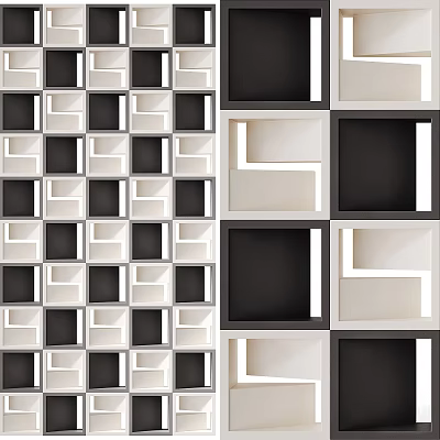 Black And White Square Grid Wall Decor As Architectural Building Component 3d model